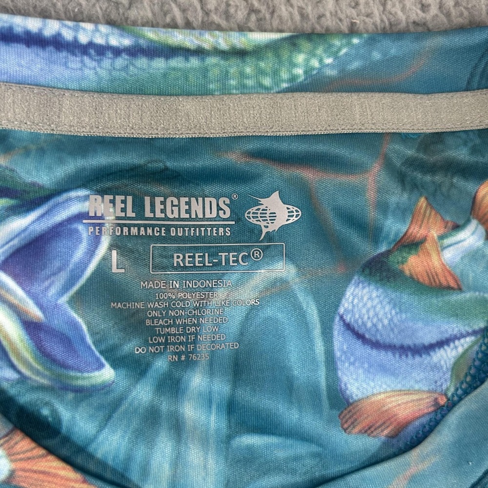 Reel Legends Shirt Mens Large Blue REEL-TEC Fishing Bass Fish Graphic Print - Picture 3 of 11